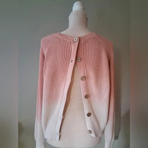 Lucky Brand - Ladies Ombre Dip Dye 100% Cotton Sweater - Buttoned Back M - Picture 5 of 11